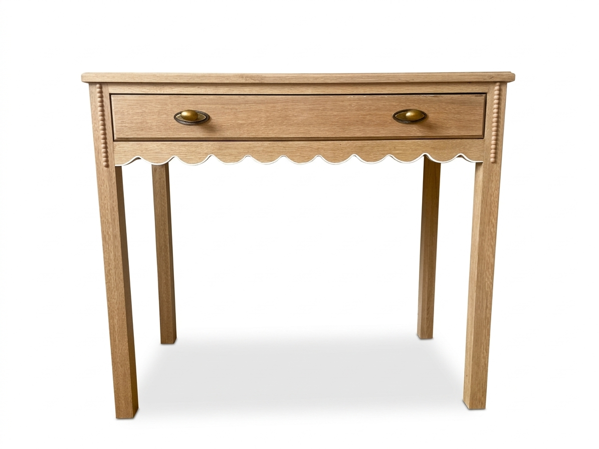 Daisy Dressing Table / Desk (White Willow Home Collection) white scallop