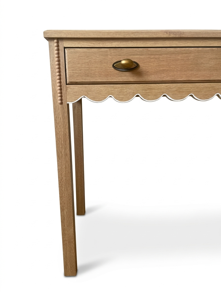 Daisy Dressing Table / Desk (White Willow Home Collection) white scallop