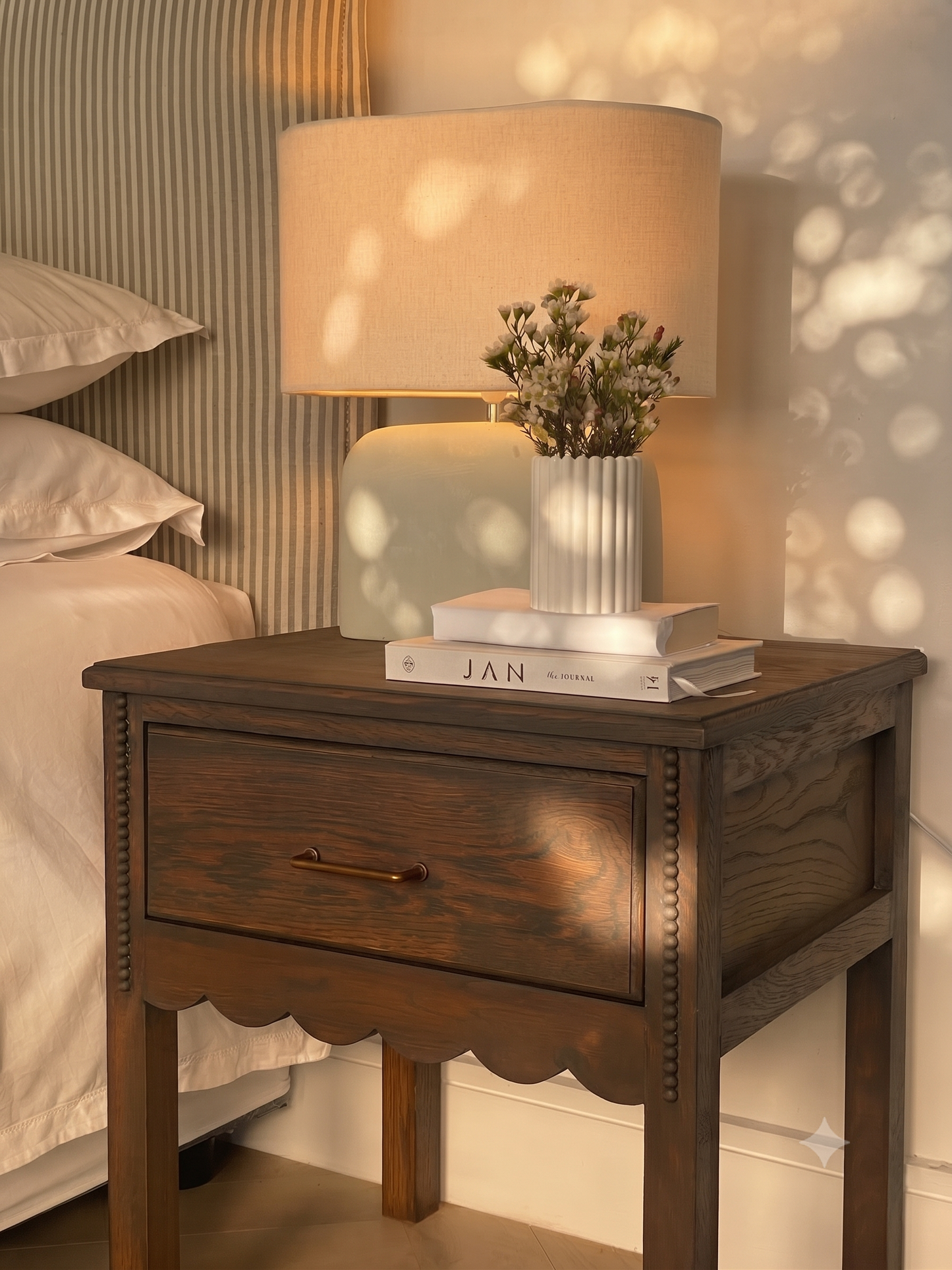 Daisy Bedside Table - Chocolate  (White Willow Collection)