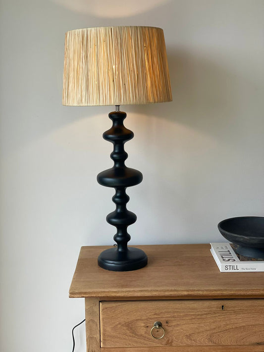 Bobbin Table Lamp with Raffia shade