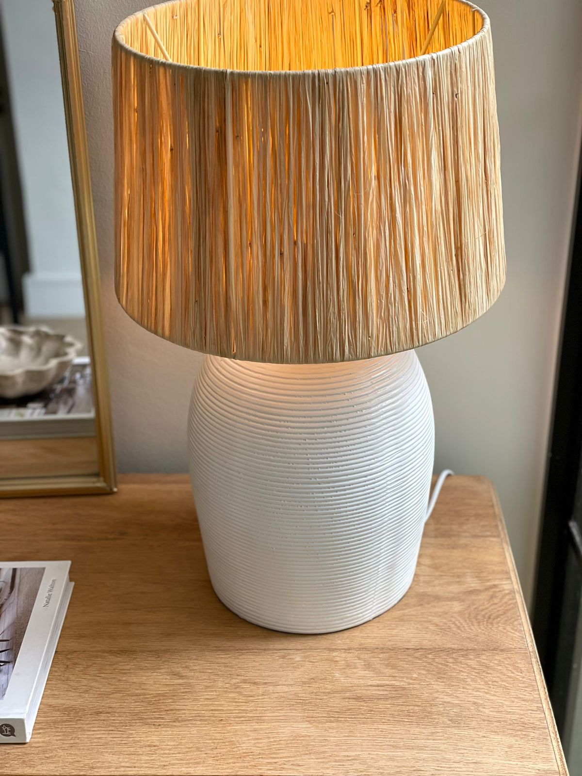 Beach House Table Lamp with Raffia shade