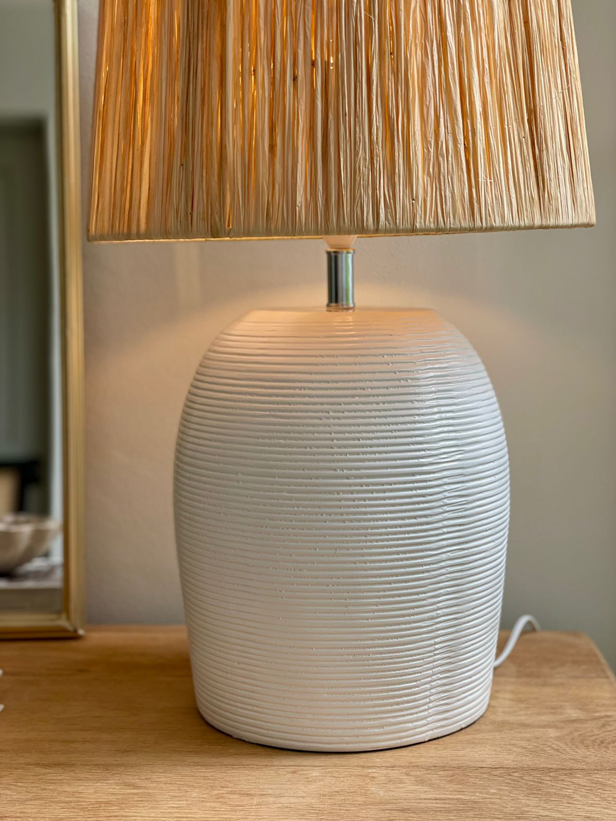 Beach House Table Lamp with Raffia shade