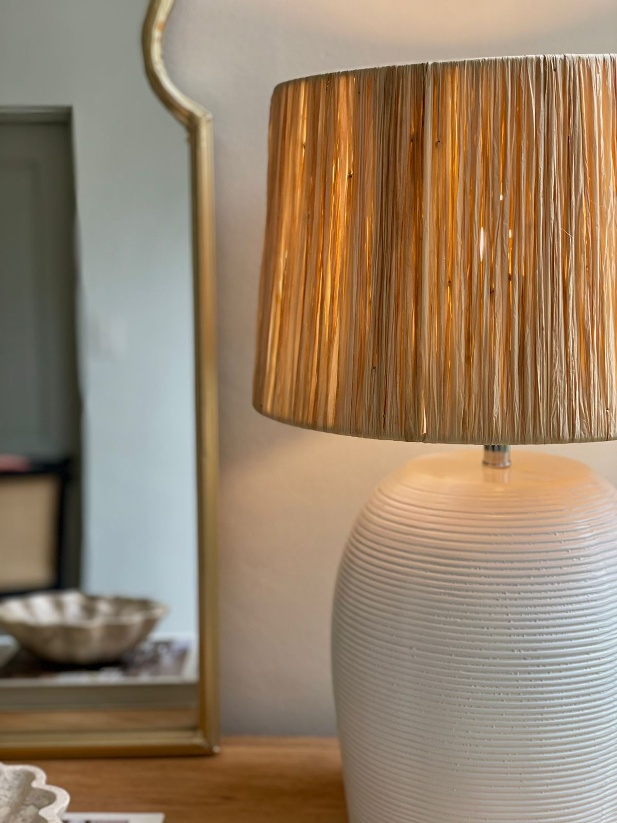 Beach House Table Lamp with Raffia shade