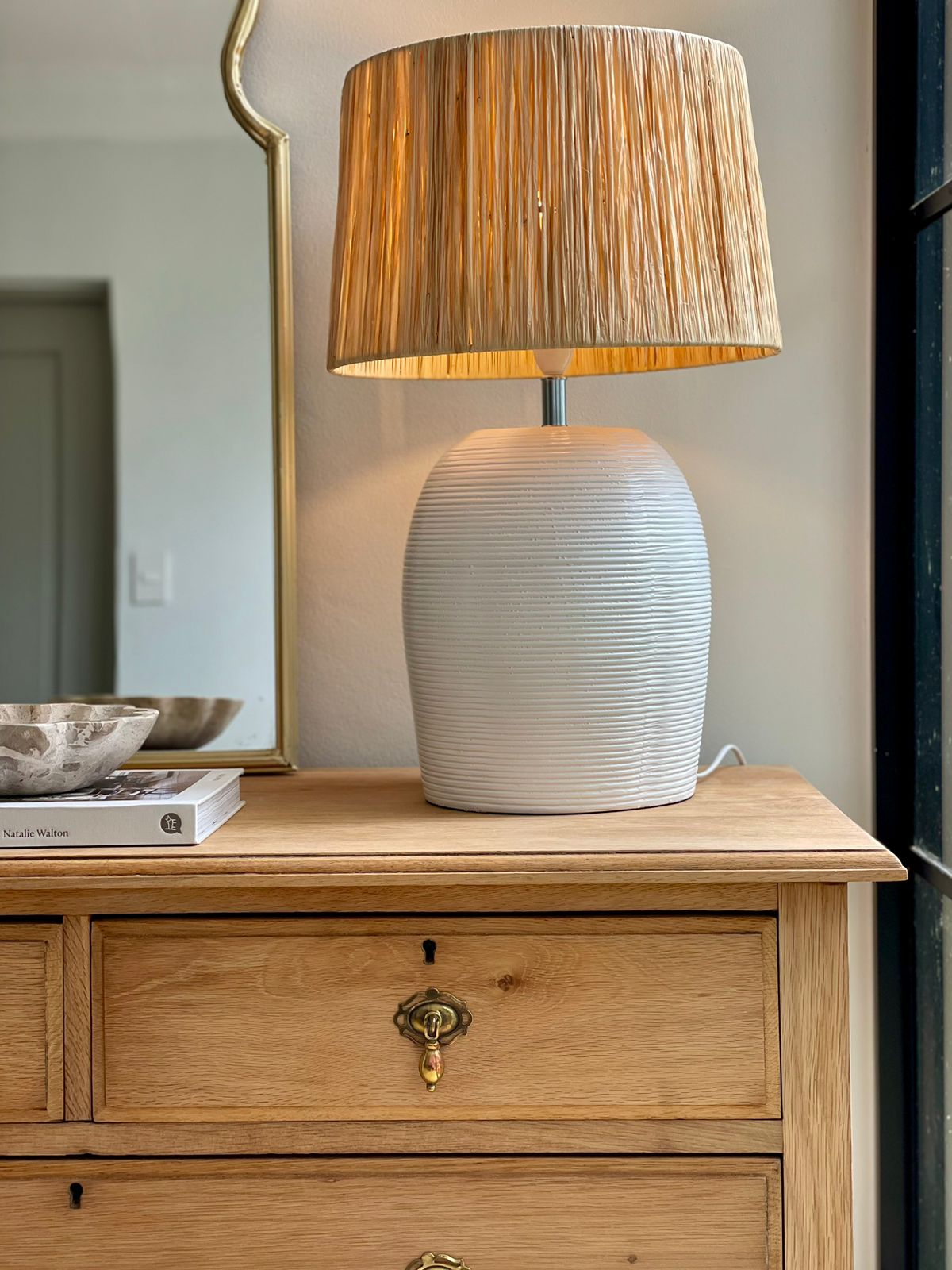 Beach House Table Lamp with Raffia shade